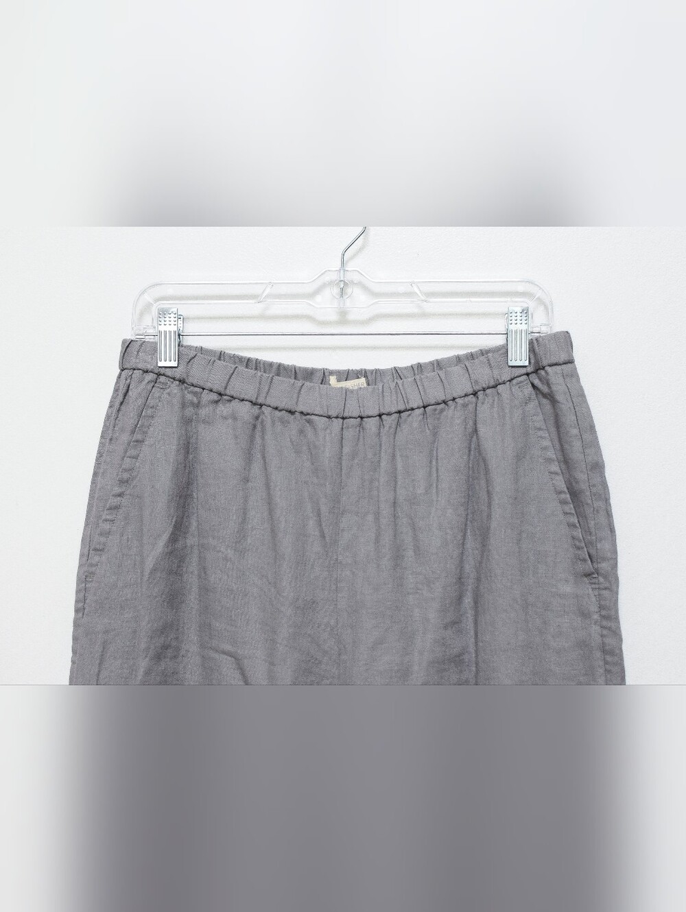 Eileen Fisher Organic Linen Wide Leg Pants Gray Size S Elastic Waist Summer - Picture 3 of 8